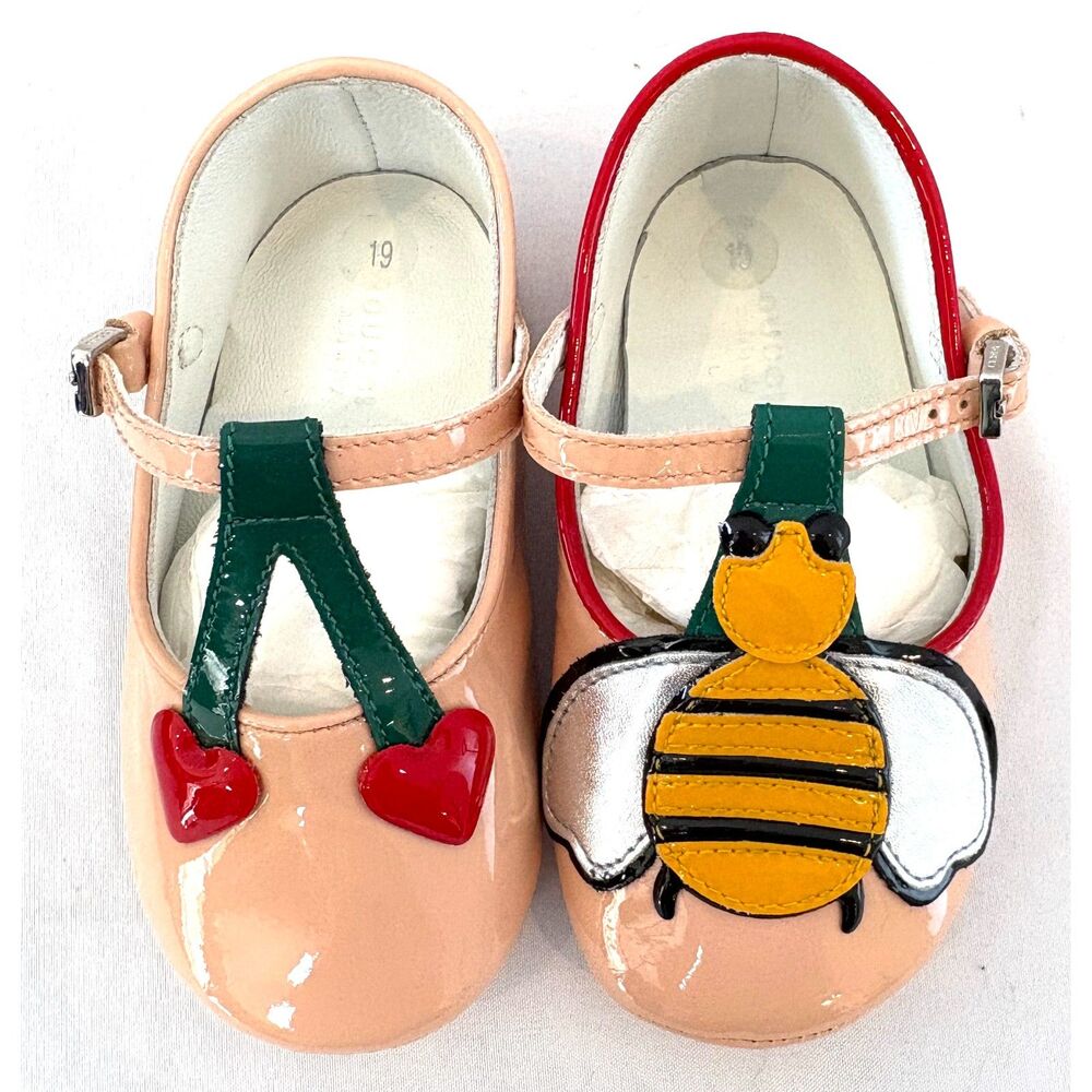 Gucci Baby Walker Shoes - Pink with Red and Green Accents - Picture 2 of 8